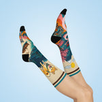 Cherry Blossom 16-Bit Vintage Cushioned Crew Socks
