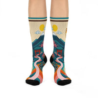 Cherry Blossom 16-Bit Vintage Cushioned Crew Socks