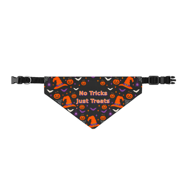 Halloween Clip-On Pet Bandana — "No Tricks Just Treats" Dog & Cat Collar Accessory