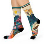 Cherry Blossom 16-Bit Vintage Cushioned Crew Socks