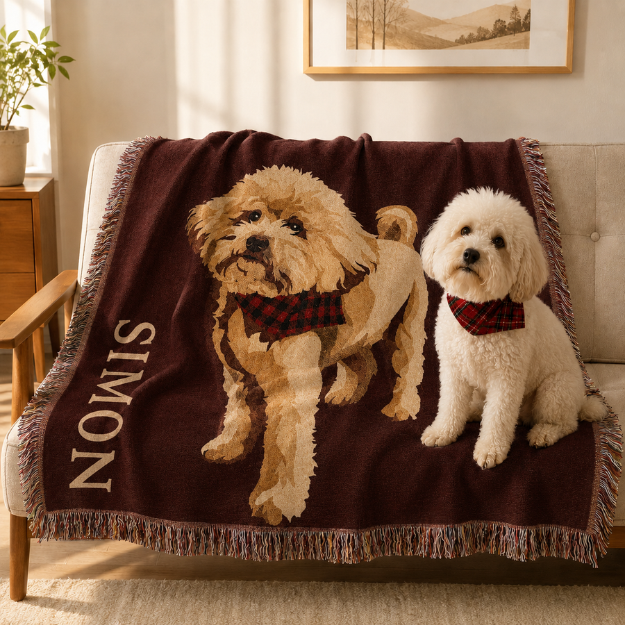 Woven Blanket | Custom Pet Portrait